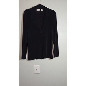Chicos Travelers Black Single Button Slinky Knit Cardigan Jacket Size 1 M